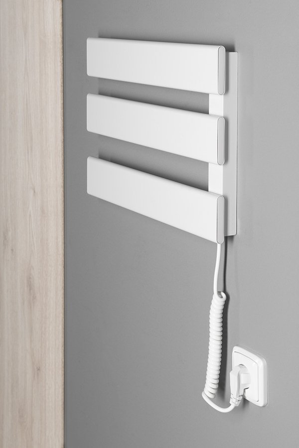 Aqualine ELVIS elektrický sušák ručníků 457x342x55 mm, 50 W, bílá, na stěně s kabelem a zásuvkou