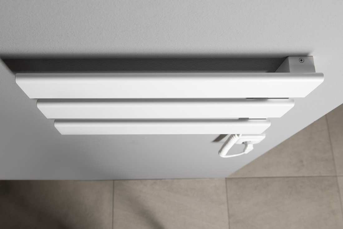 Aqualine ELVIS elektrický sušák ručníků 457x342x55 mm, 50 W, bílá, pohled shora na lamely