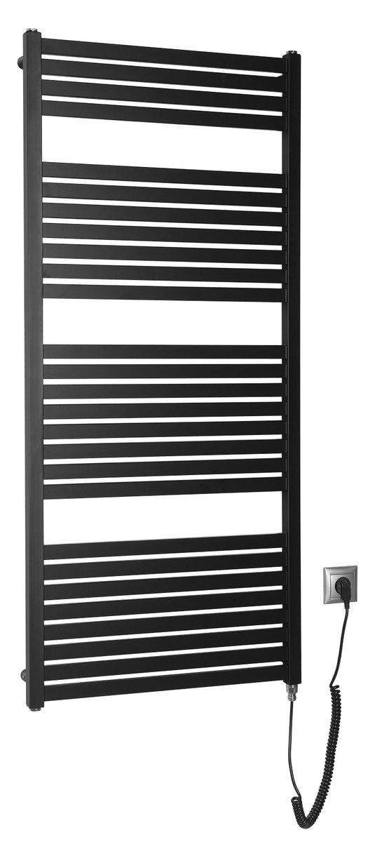 Aqualine TONDI-E elektrické otopné těleso rovné 600x1330 mm, 600 W, černá mat