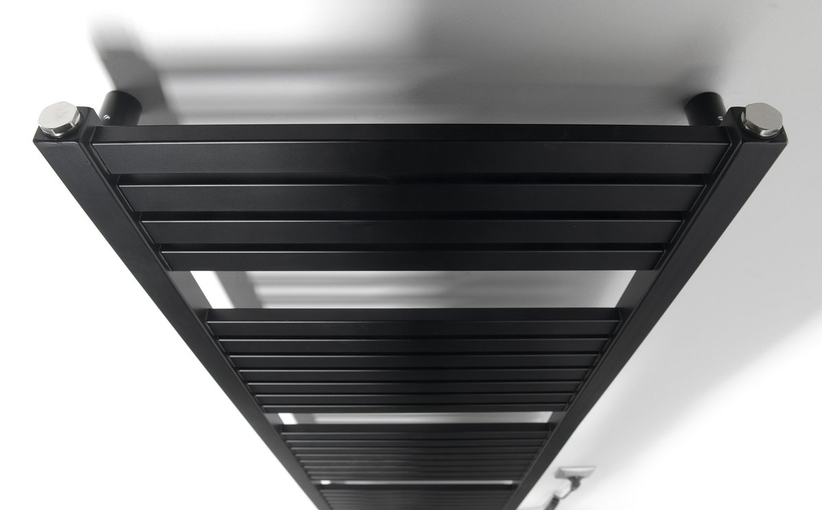 Aqualine TONDI-E elektrické otopné těleso rovné 450x1330 mm, 500 W, černá mat, detail horní části