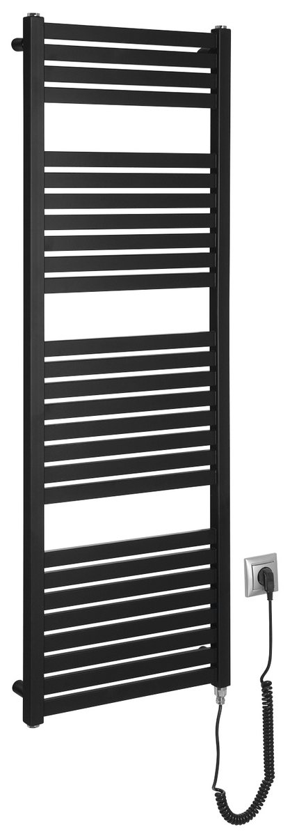 Aqualine TONDI-E elektrické otopné těleso rovné 450x1330 mm, 500 W, černá mat