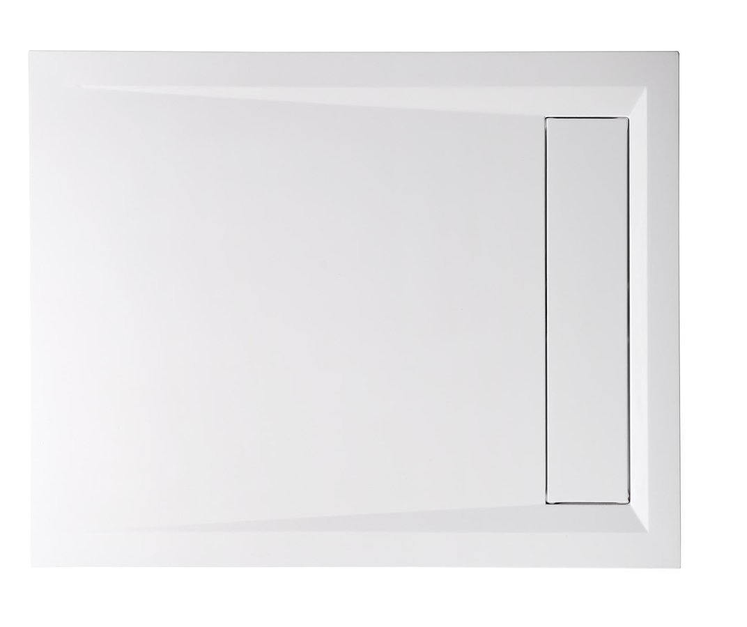 Polysan VARESA sprchová vanička z litého mramoru se záklopem, obdélník 110x90cm, bílá, pohled shora