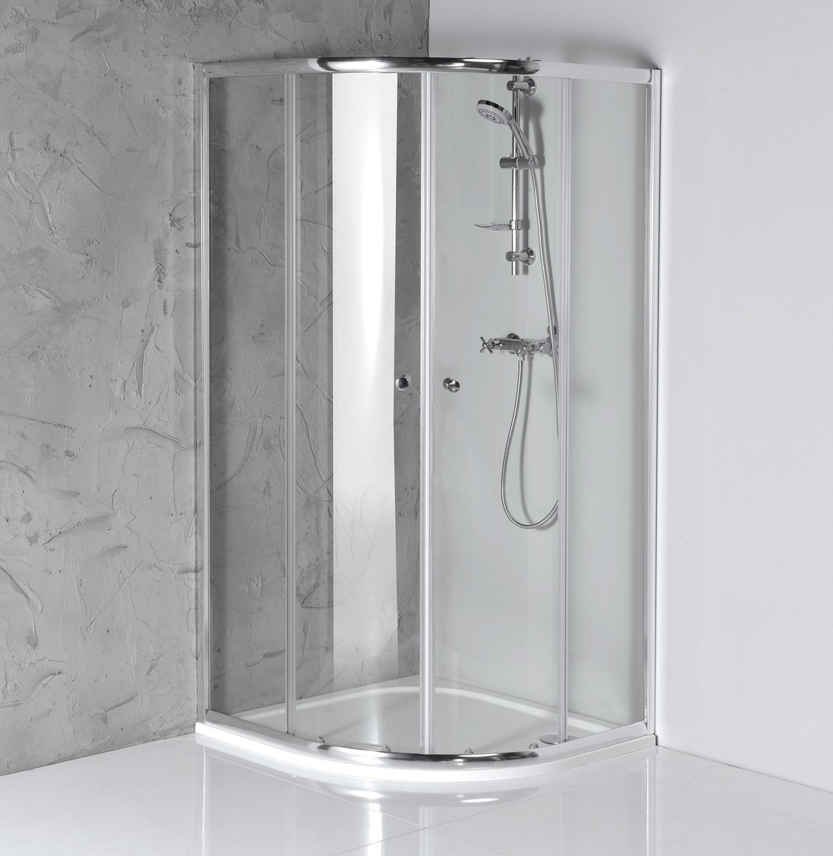 Aqualine ARLETA čtvrtkruhová sprchová zástěna 900x900mm, čiré sklo