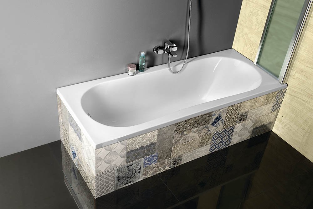 Aqualine JIZERA vana 150x70x39cm, bílá, v koupelně s obkladem