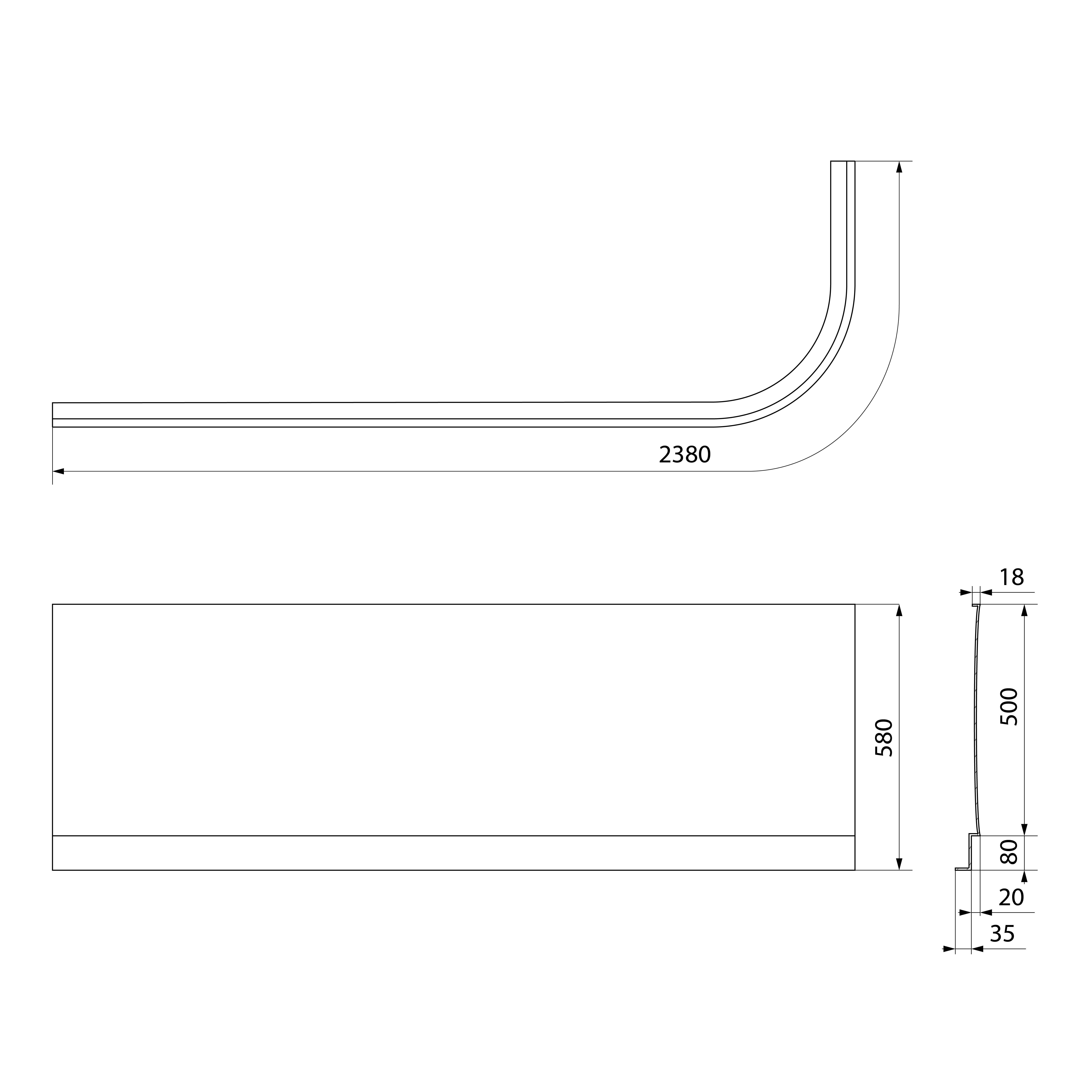 Polysan VIVA L 175 panel čelní, technický nákres