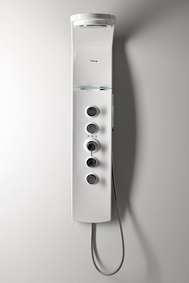 Polysan LUK termostatický sprchový panel 250x1300mm, bílá, pohled zepředu