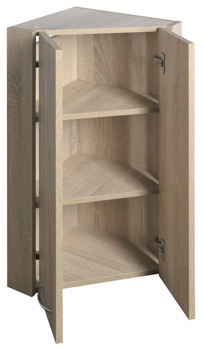 Aqualine ZOJA/KERAMIA FRESH horní skříňka rohová 35x76x35cm,dub platin, s otevřenými dvířky