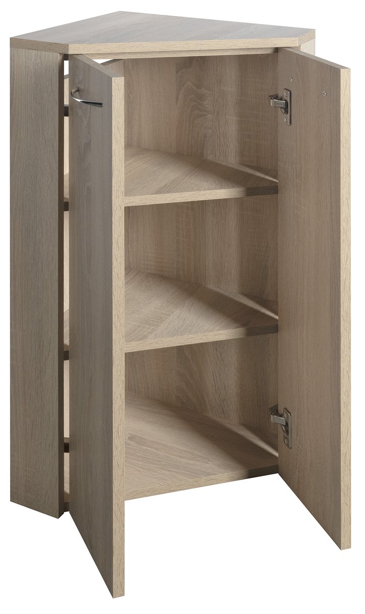 Aqualine ZOJA/KERAMIA FRESH skříňka rohová 35x78x35cm, dub platin, s otevřenými dvířky