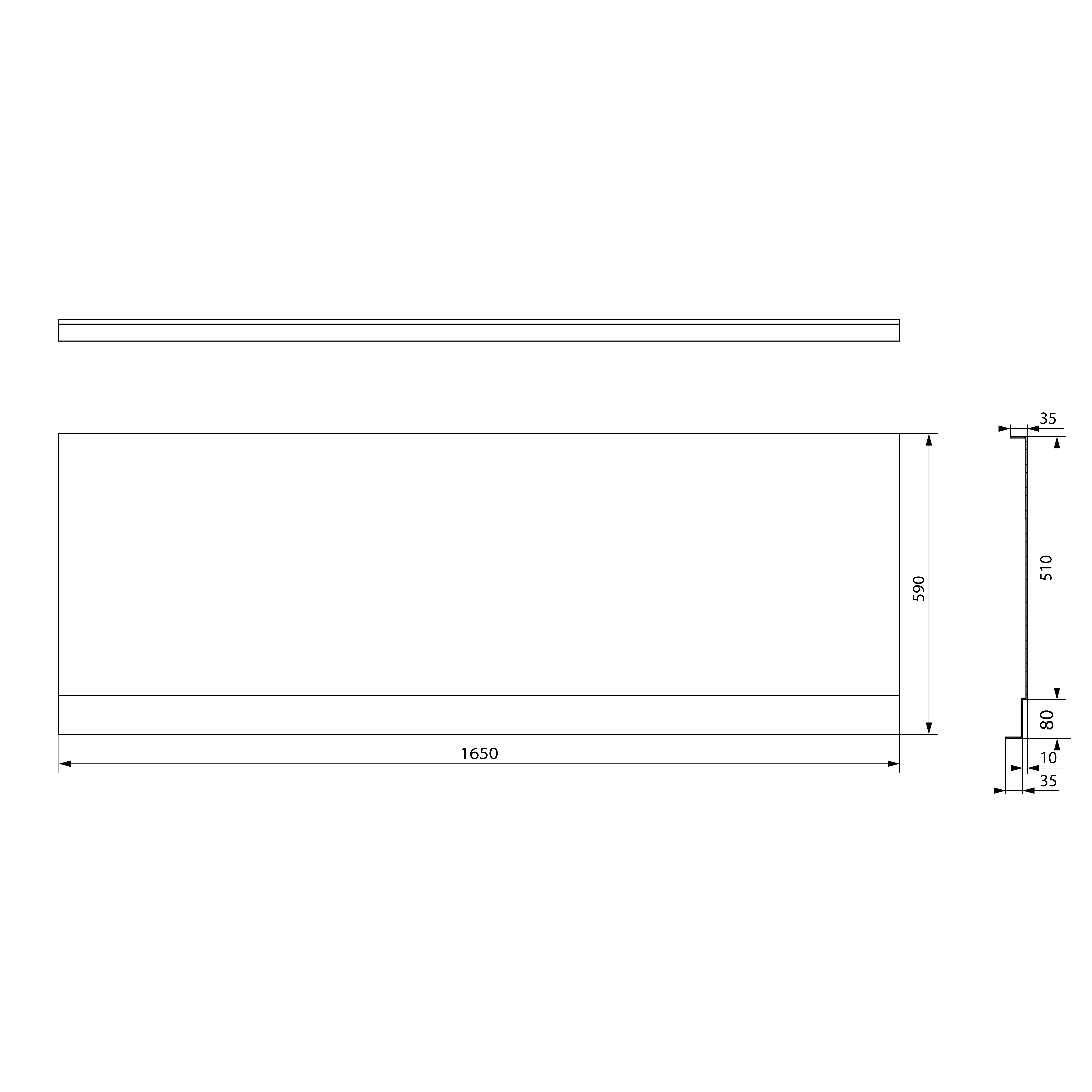 Polysan PLAIN NIKA panel 165x59cm, technický nákres