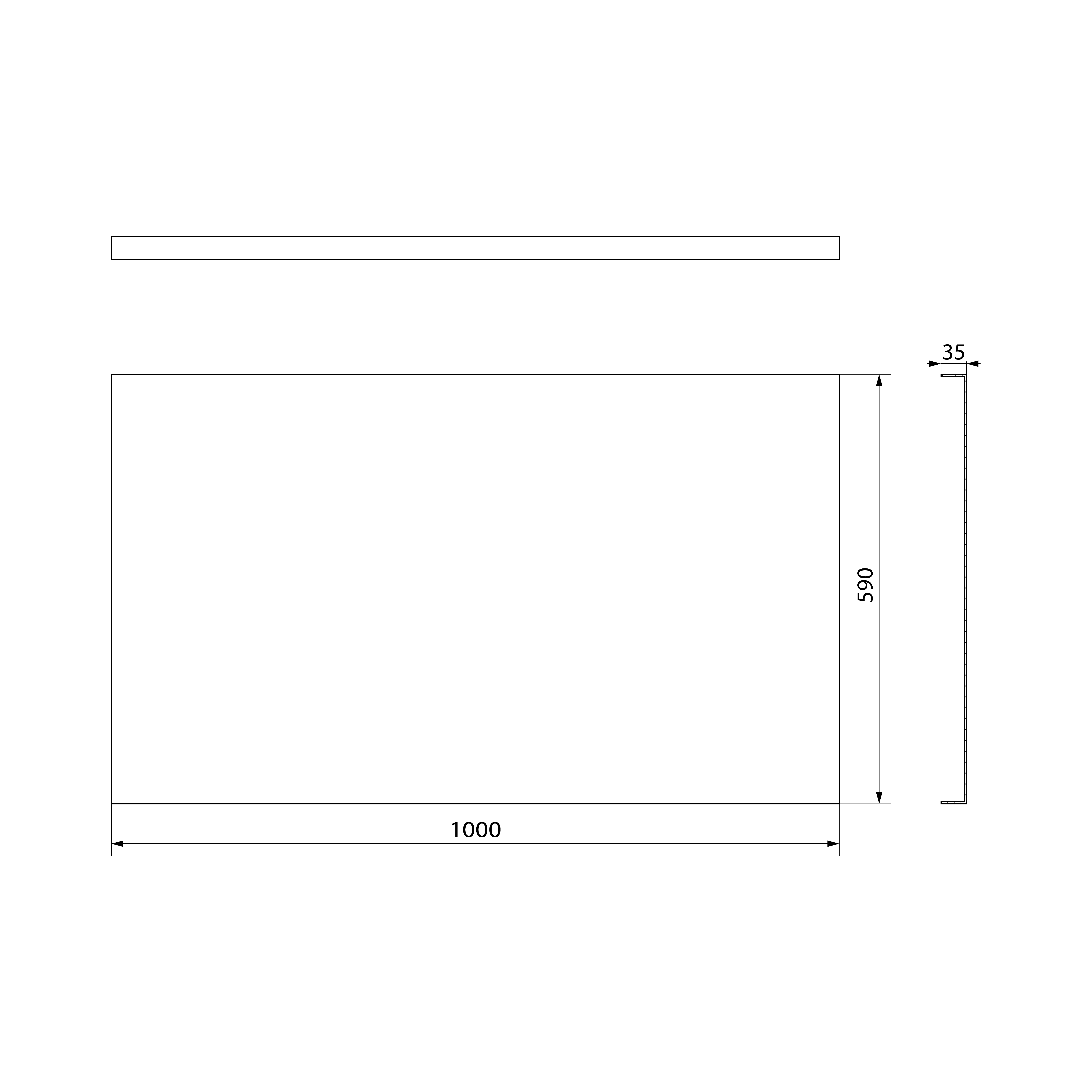 Polysan PLAIN panel boční 100x59cm, technický nákres
