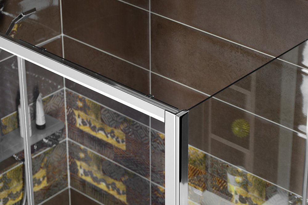 Polysan DEEP obdélníkový sprchový kout 1200x900mm L/P varianta, čiré sklo, detail rohu zástěny
