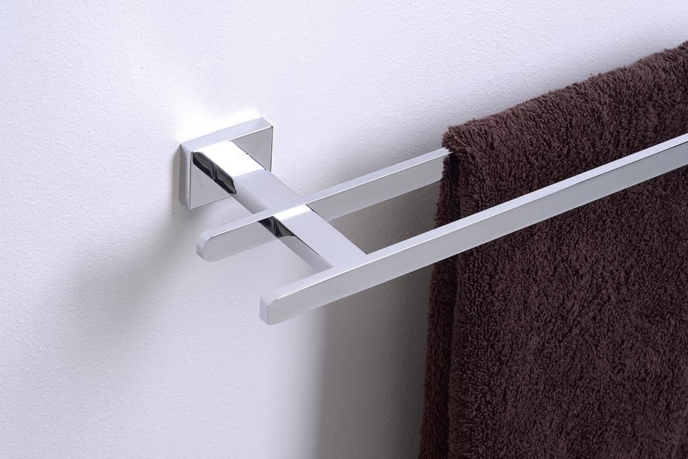Aqualine APOLLO dvojitý držák ručníků 550mm, chrom, s ručníkem na zdi