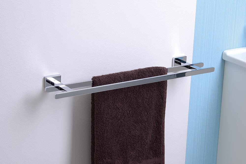 Aqualine APOLLO dvojitý držák ručníků 550mm, chrom, s ručníkem na zdi 2