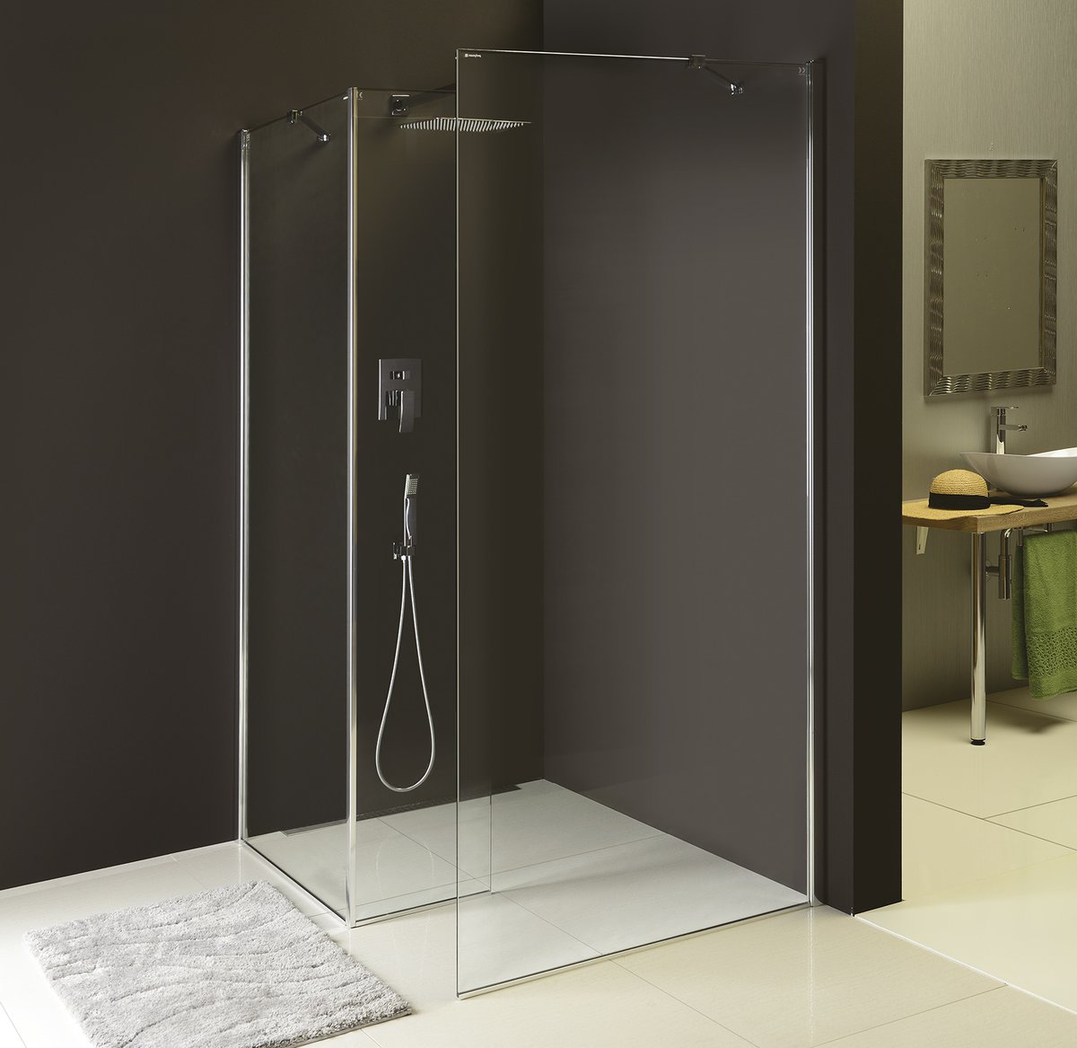 Polysan MODULAR SHOWER pevný panel k instalaci na stěnu modulu MS2, 400 mm, levý, ve sprchovém koutě
