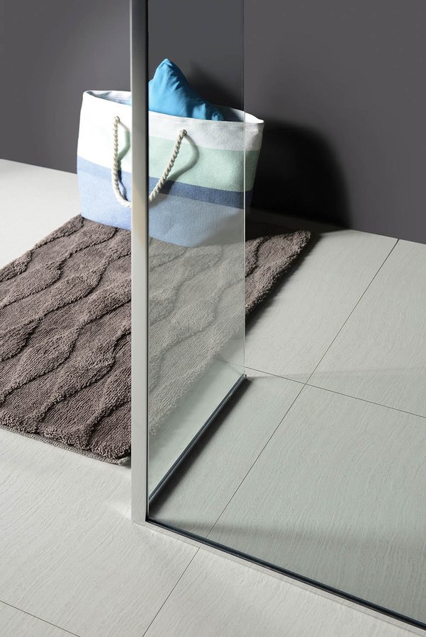 Polysan MODULAR SHOWER pevný panel k instalaci na stěnu modulu MS2, 1200 mm, pravý, pohled na hranu skla
