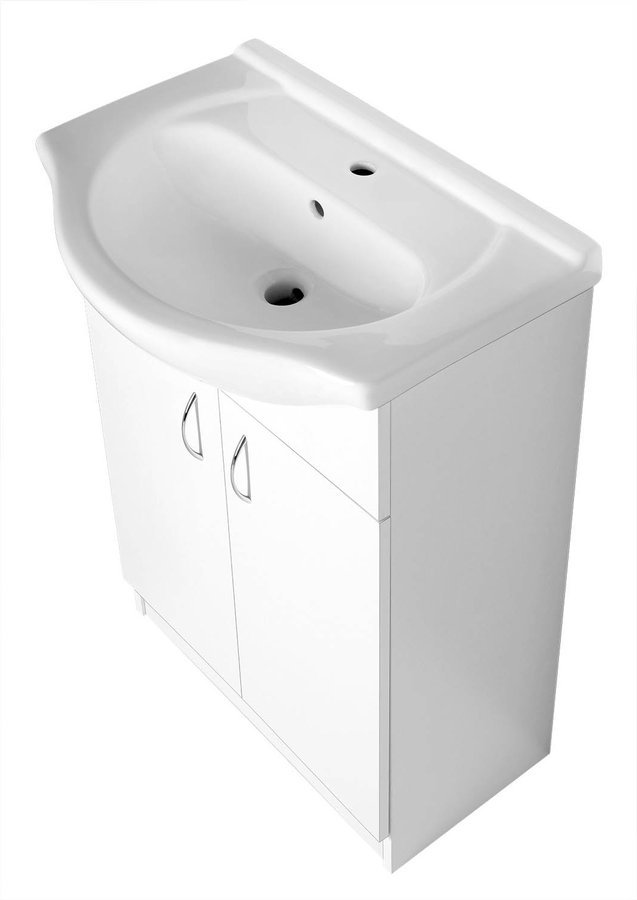 Aqualine SIMPLEX ECO 60 umyvadlová skříňka včetně umyvadla 58,5x83,5x30,7cm, pohled zboku shora