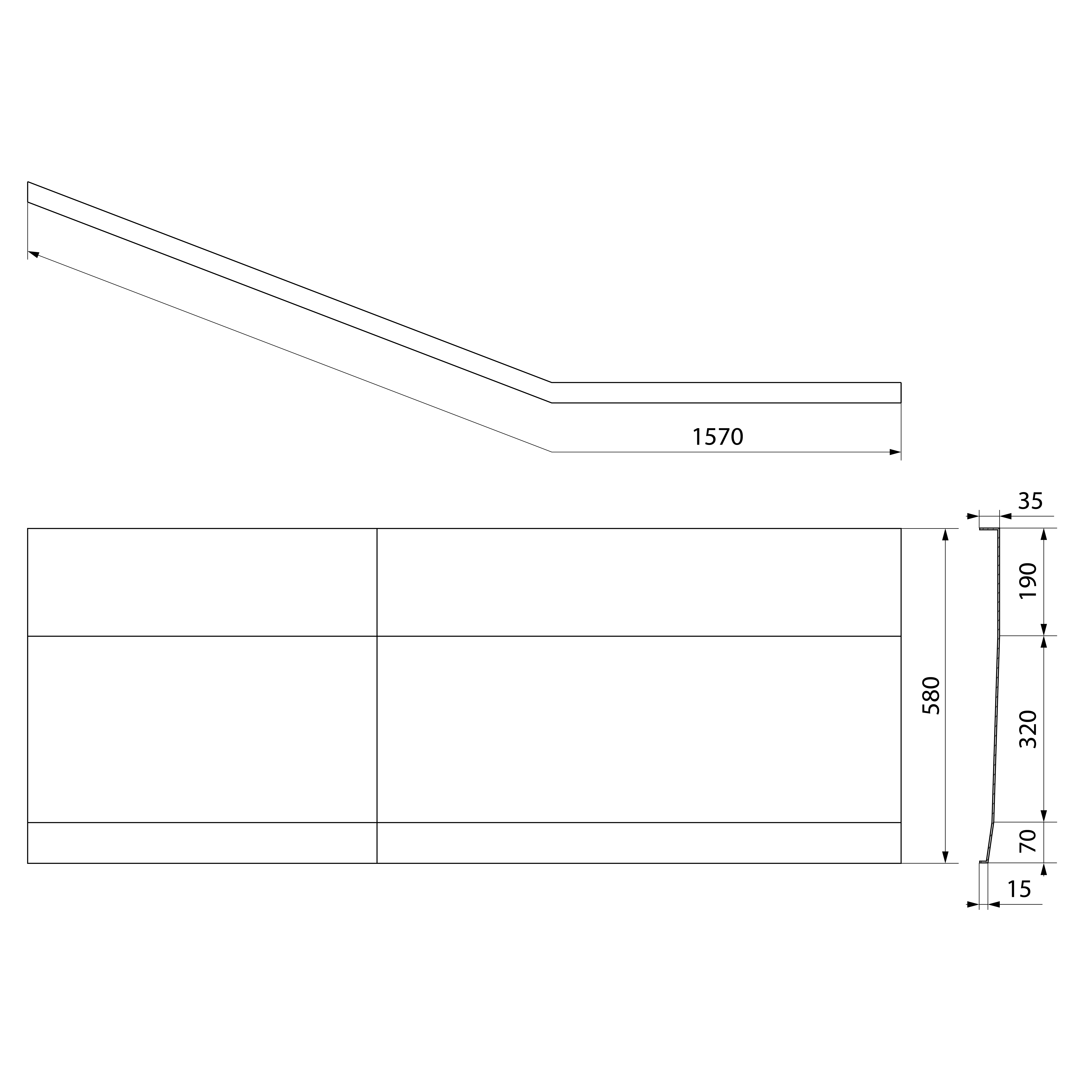 Polysan TIGRA R 150 panel čelní, bílá, technický nákres