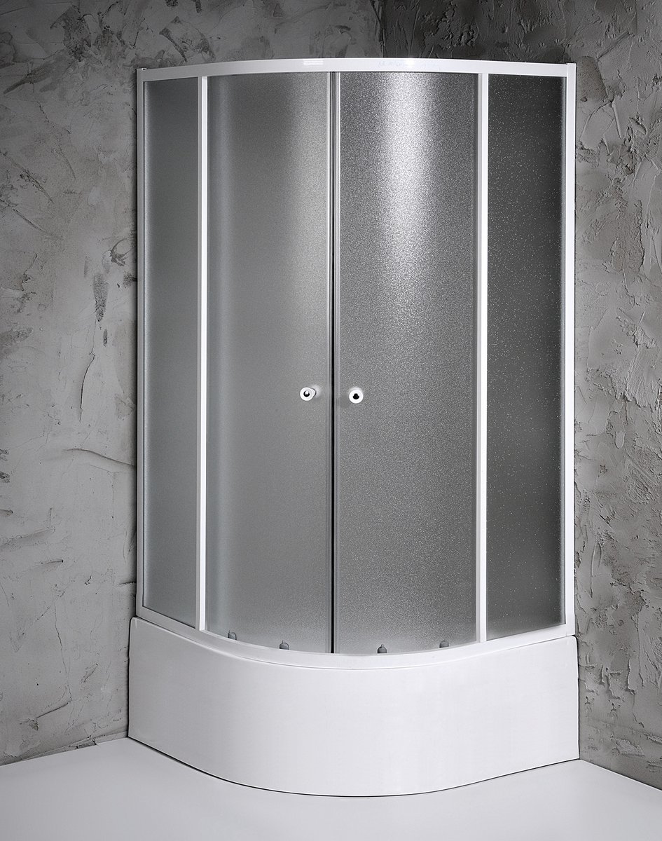 Aqualine ARLEN čtvrtkruhová sprchová zástěna 800x800x1500 mm, sklo Brick