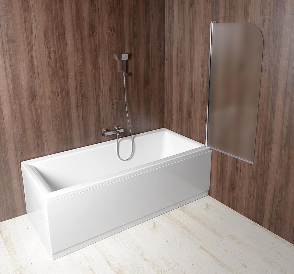 Aqualine VILMA vanová zástěna 600x1400mm, chrom, pravá, sklo matné, u vany v koupelně