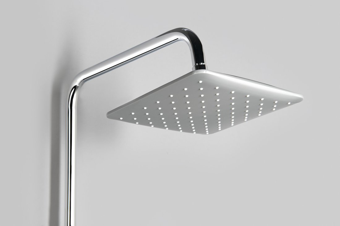 Aqualine FACTOR sprchový sloup s pákovou baterií, chrom, detail hlavové sprchy