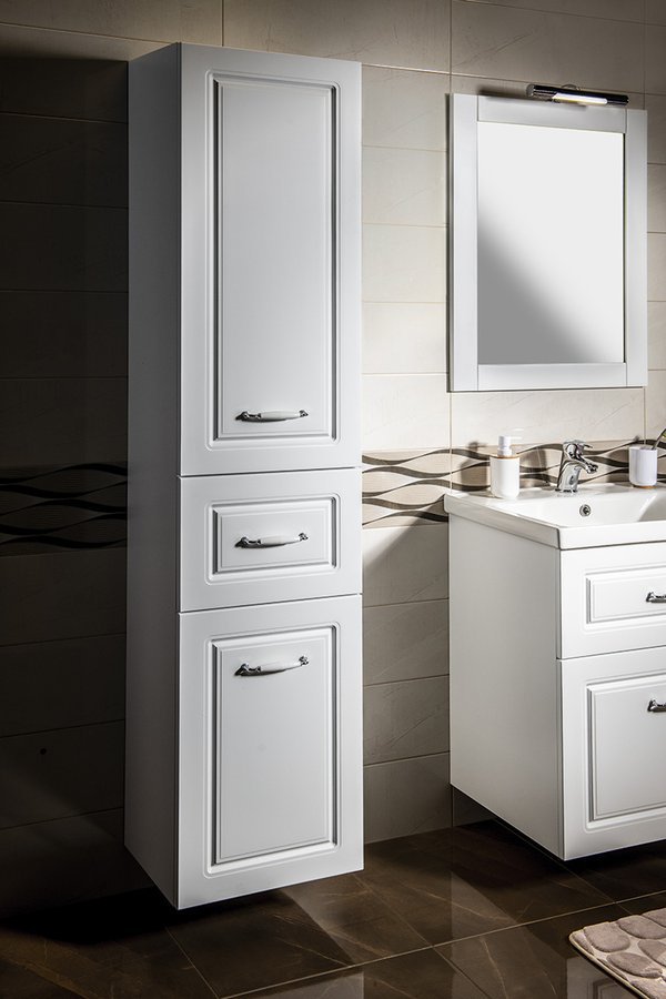 Aqualine FAVOLO vysoká skříňka košem 40x184x31cm, bílá mat, v koupelně