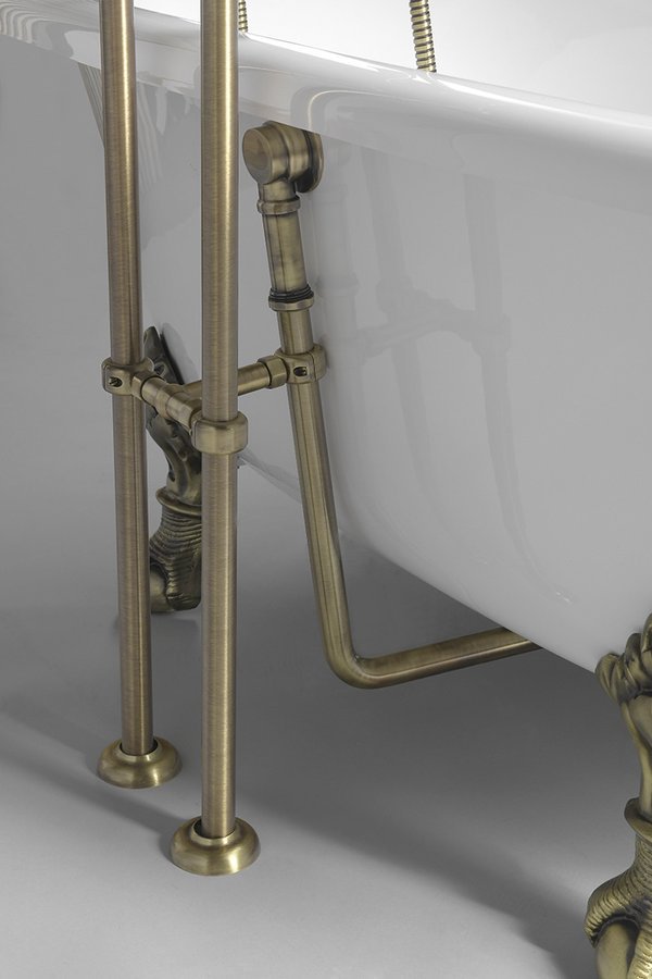 Polysan REGATA volně stojící vana 175x85x61cm, nohy bronz, bílá, detail stojánkové baterie