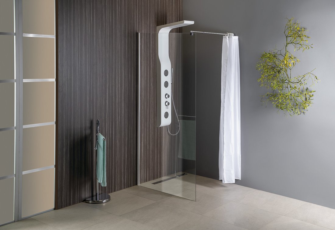 Aqualine WALK-IN zástěna jednodílná k instalaci na zeď, 700x1900 mm, sklo čiré, sprchový kout v koupelně