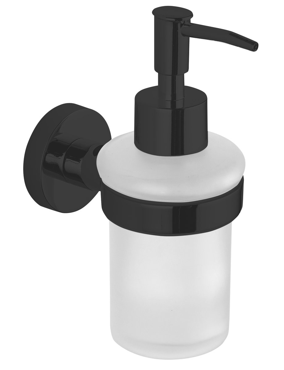 Aqualine SAMBA dávkovač mýdla 150ml, mléčné sklo, černá mat