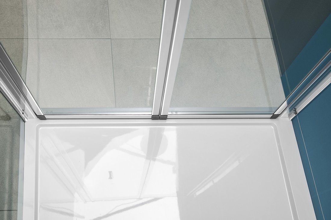 Polysan EASY sprchové dveře skládací 800mm, čiré sklo, detail spoje dveří