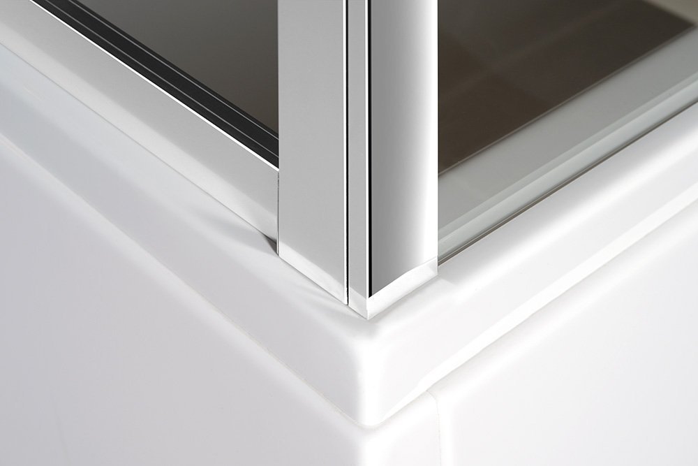 Polysan DEEP obdélníkový sprchový kout 1300x750mm L/P varianta, čiré sklo, detail dolního rohu profilu