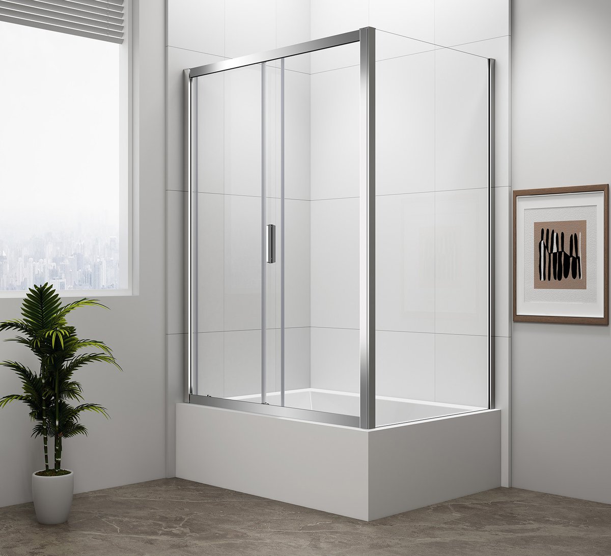 Polysan DEEP obdélníkový sprchový kout 1400x750mm L/P varianta, čiré sklo, v koupelně