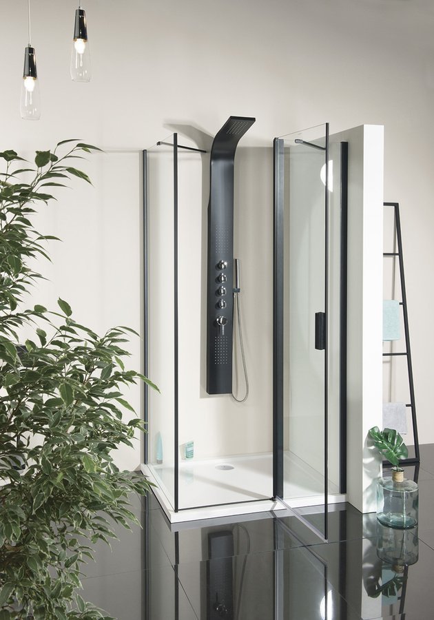 Polysan ZOOM BLACK obdélníkový sprchový kout 1400x900mm L/P varianta, v koupelně 3