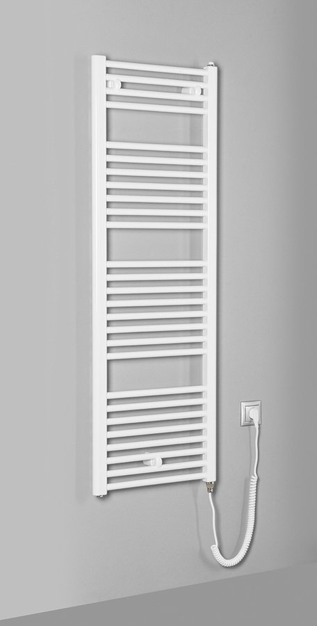 Aqualine DIRECT-E elektrické otopné těleso rovné 450x1320 mm, 400 W, bílá, na stěně zepředu