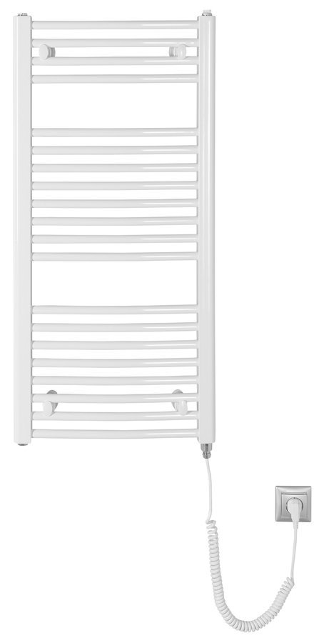 Aqualine ORBIT-E elektrické otopné těleso oblé 450x960 mm, 300 W, bílá