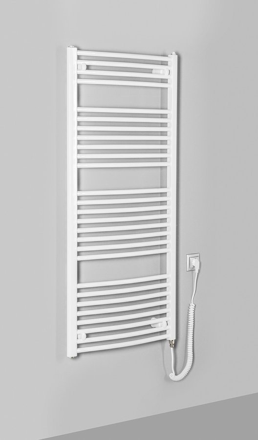 Aqualine ORBIT-E elektrické otopné těleso oblé 600x1320 mm, 600 W, bílá, na stěně zepředu