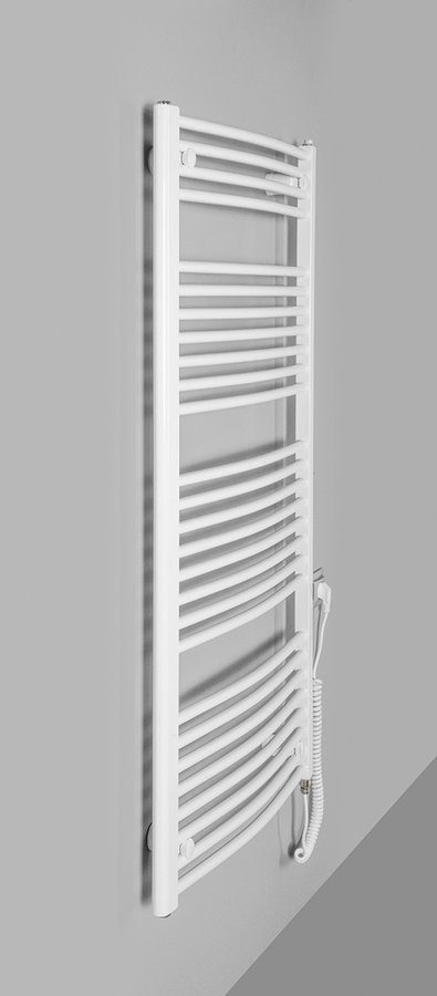 Aqualine ORBIT-E elektrické otopné těleso oblé 600x1320 mm, 600 W, bílá, na stěně z boku