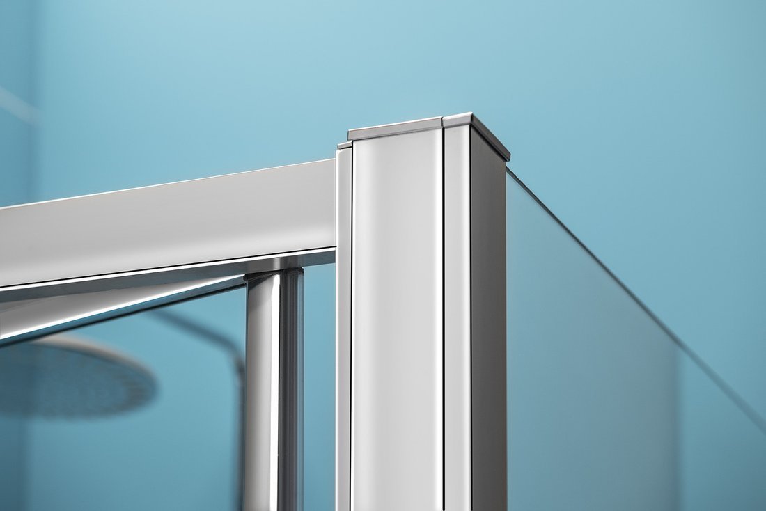 Polysan EASY obdélníkový sprchový kout 800x700mm, skládací dveře, L/P varianta, čiré sklo, detail horního rohu profilu