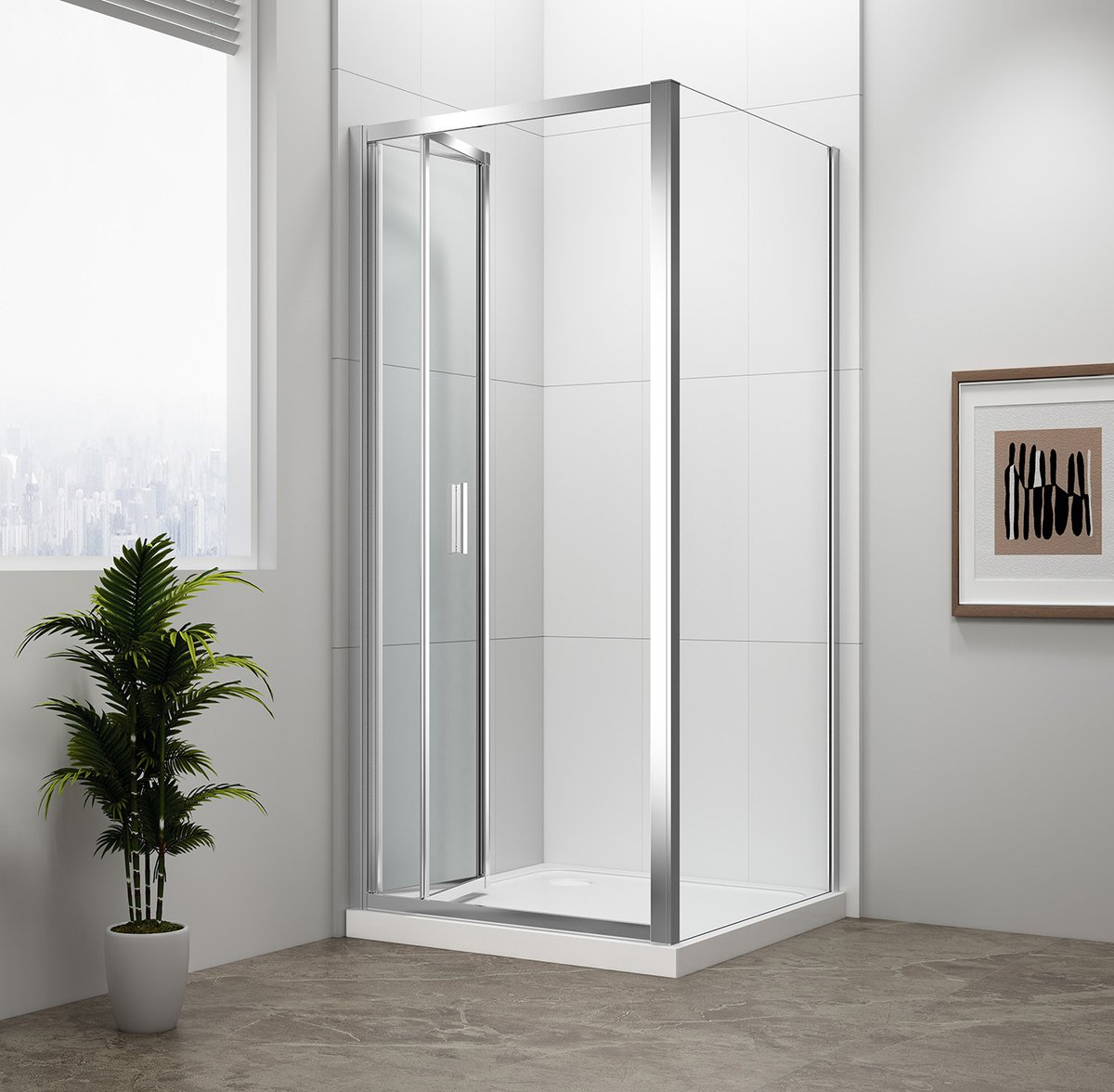 Polysan EASY obdélníkový sprchový kout 1000x700mm, skládací dveře, L/P varianta, čiré sklo, s otevřenými dveřmi