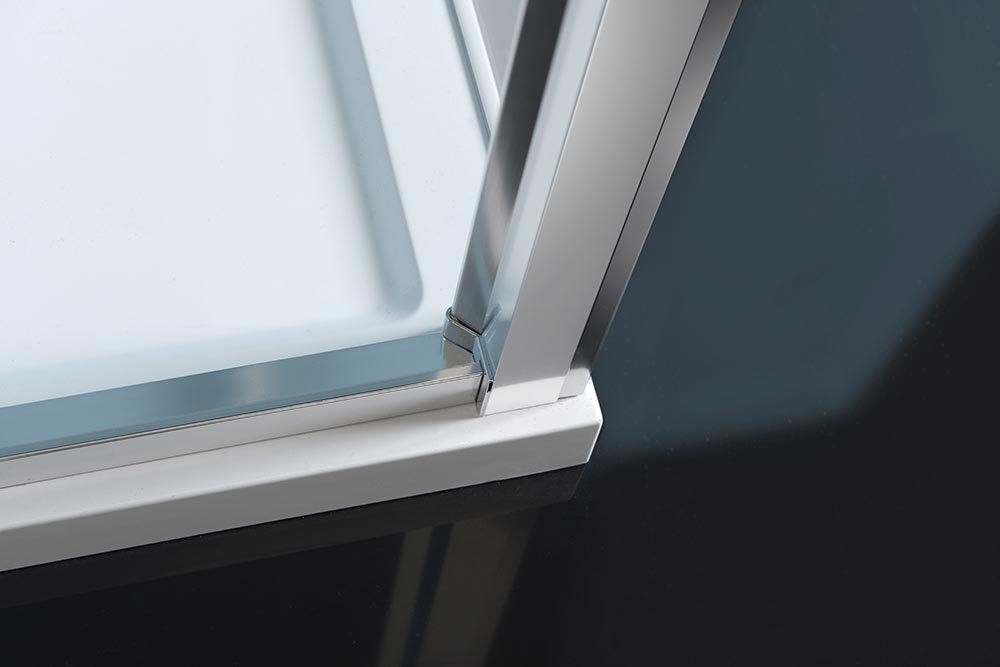Polysan EASY třístěnný sprchový kout 800-900x700mm, pivot dveře, L/P varianta, čiré sklo, detail spodního rohu dveří