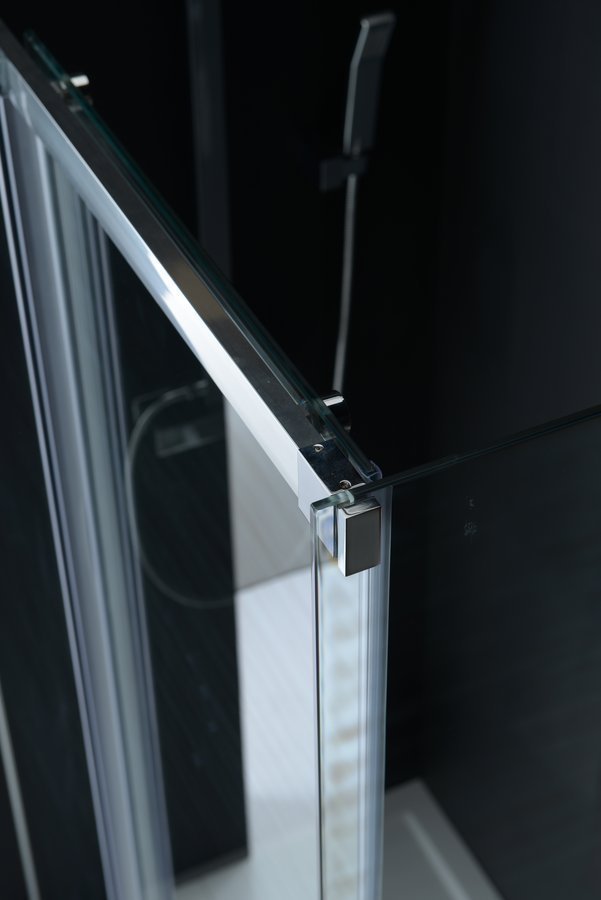 Polysan ALTIS obdélníkový sprchový kout 900x800 mm, L/P varianta, rohový vstup, čiré sklo, detail rohu zástěny