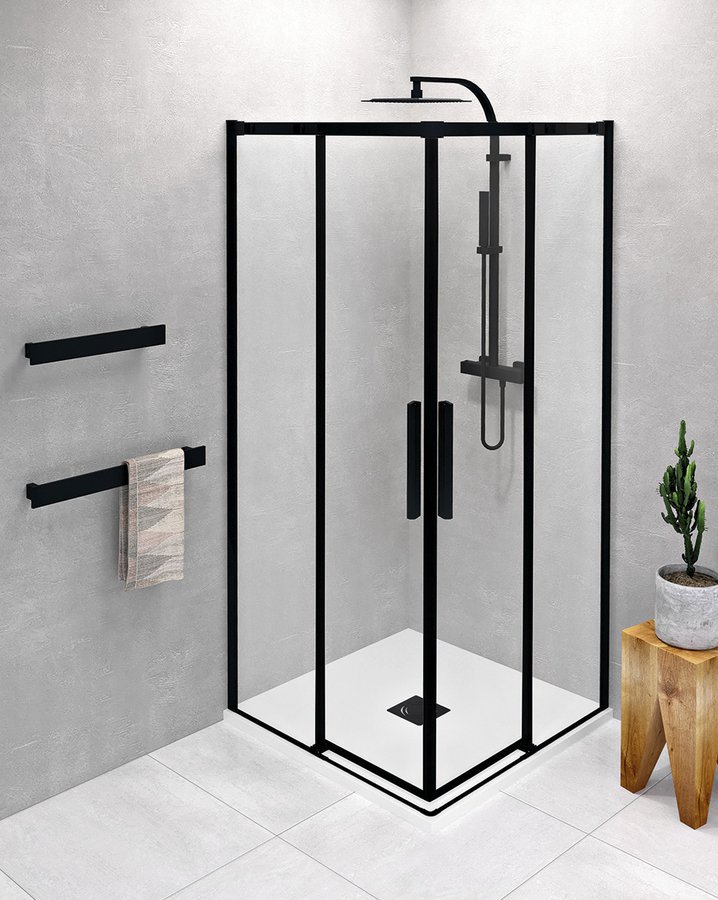 Polysan ALTIS BLACK čtvercový sprchový kout 1000x1000 mm, rohový vstup, čiré sklo