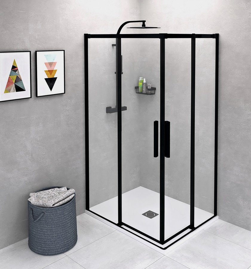 Polysan ALTIS BLACK obdélníkový sprchový kout 1000x800 mm, L/P varianta, rohový vstup, čiré sklo