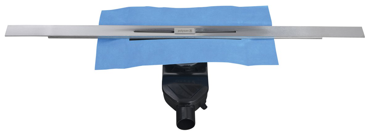 Polysan SLIM RIVER nerezový podlahový žlab s roštem, L.400-1000, DN50, s hydroizolační páskou 3