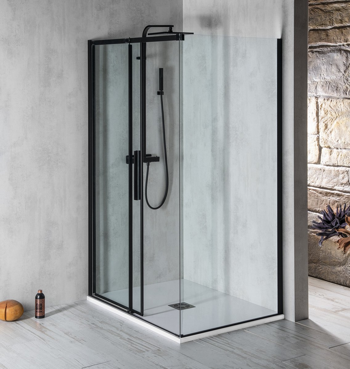 Polysan ALTIS BLACK obdélníkový sprchový kout 1300x1000 mm, L/P varianta, ve sprchovém koutě