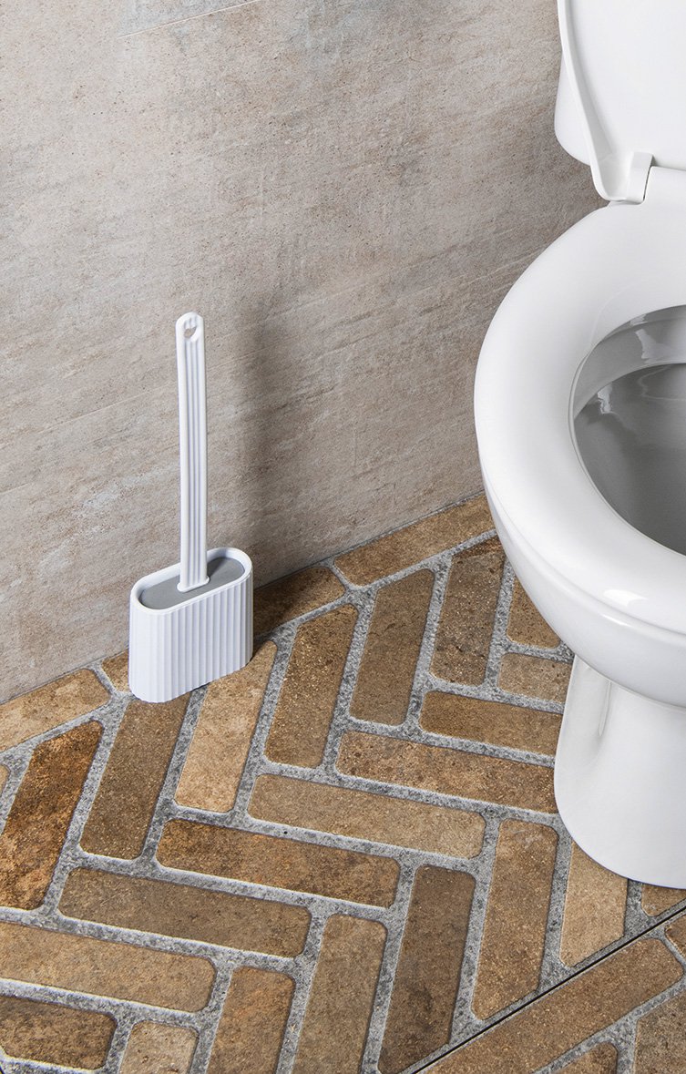 Aqualine WC silikonová štětka závěsná/na postavení, bílá, vedle WC