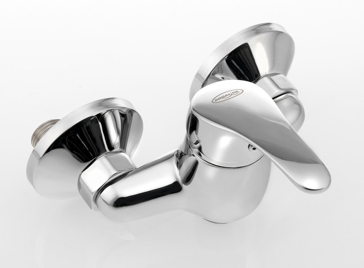 Aqualine AQUALINE 35 nástěnná baterie 3/4", rozteč 100mm, bez ramínka, chrom, pohled zboku shora
