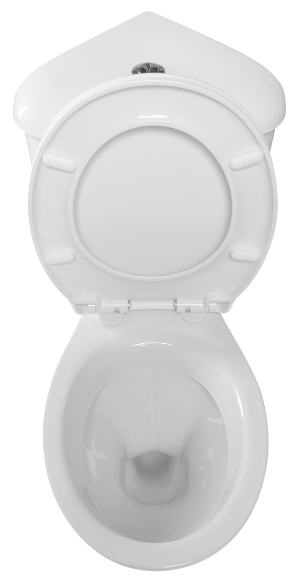 Aqualine CLIFTON rohové WC kombi, dvojtlačítko 3/6l, zadní odpad, bílá, pohled shora s otevřeným víkem