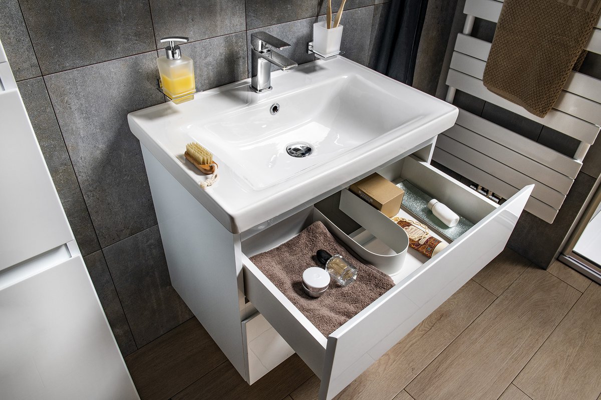 Aqualine ALTAIR umyvadlová skříňka 52x72,5x45cm, bílá, otevřená zásuvka