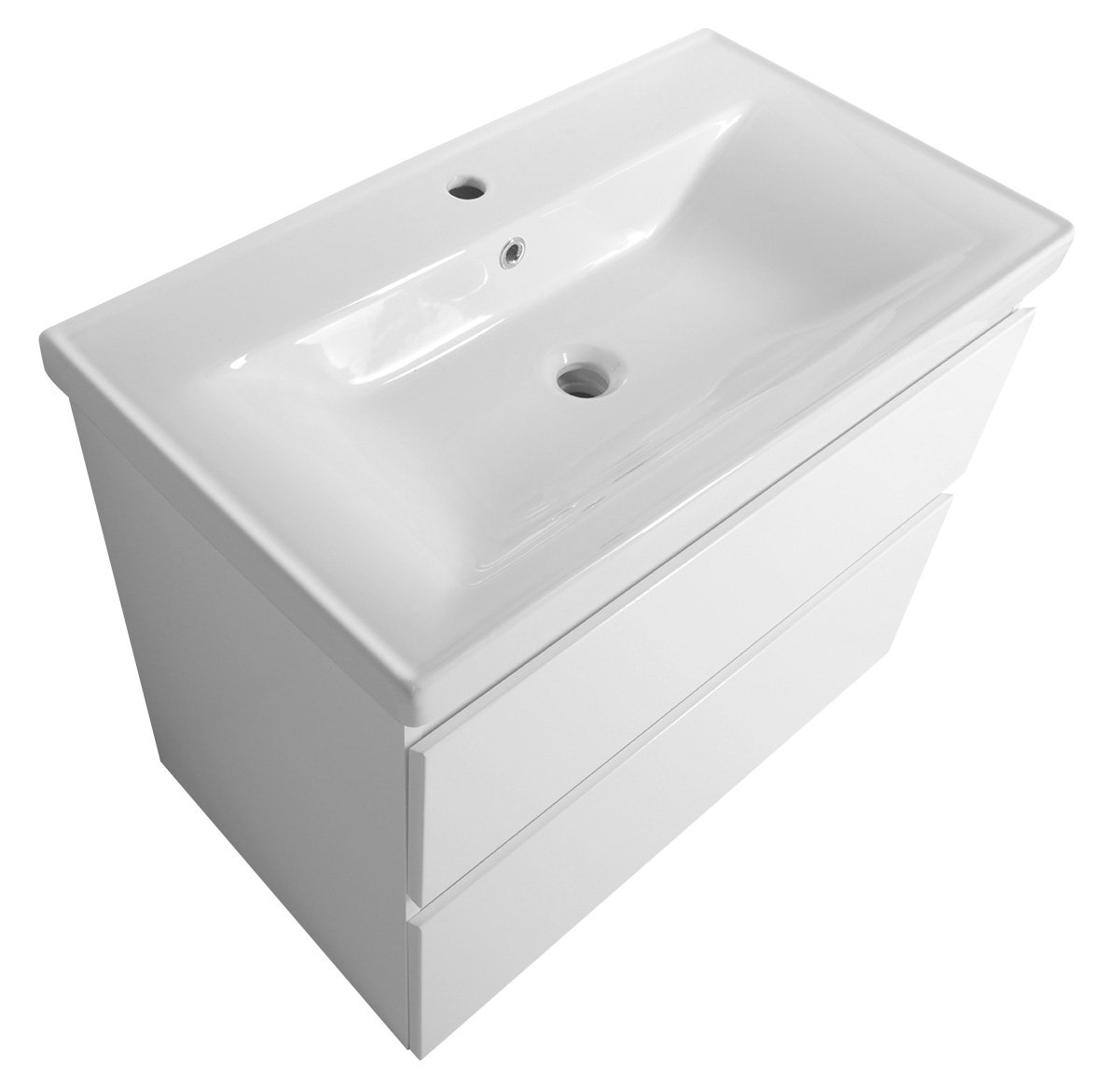 Aqualine ALTAIR umyvadlová skříňka 77,5x60x45cm, bílá, pohled zboku shora