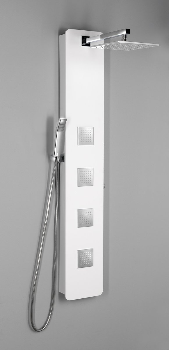 Polysan SPIRIT SQUARE termostatický sprchový panel 250x1550mm, bílá, celkový pohled